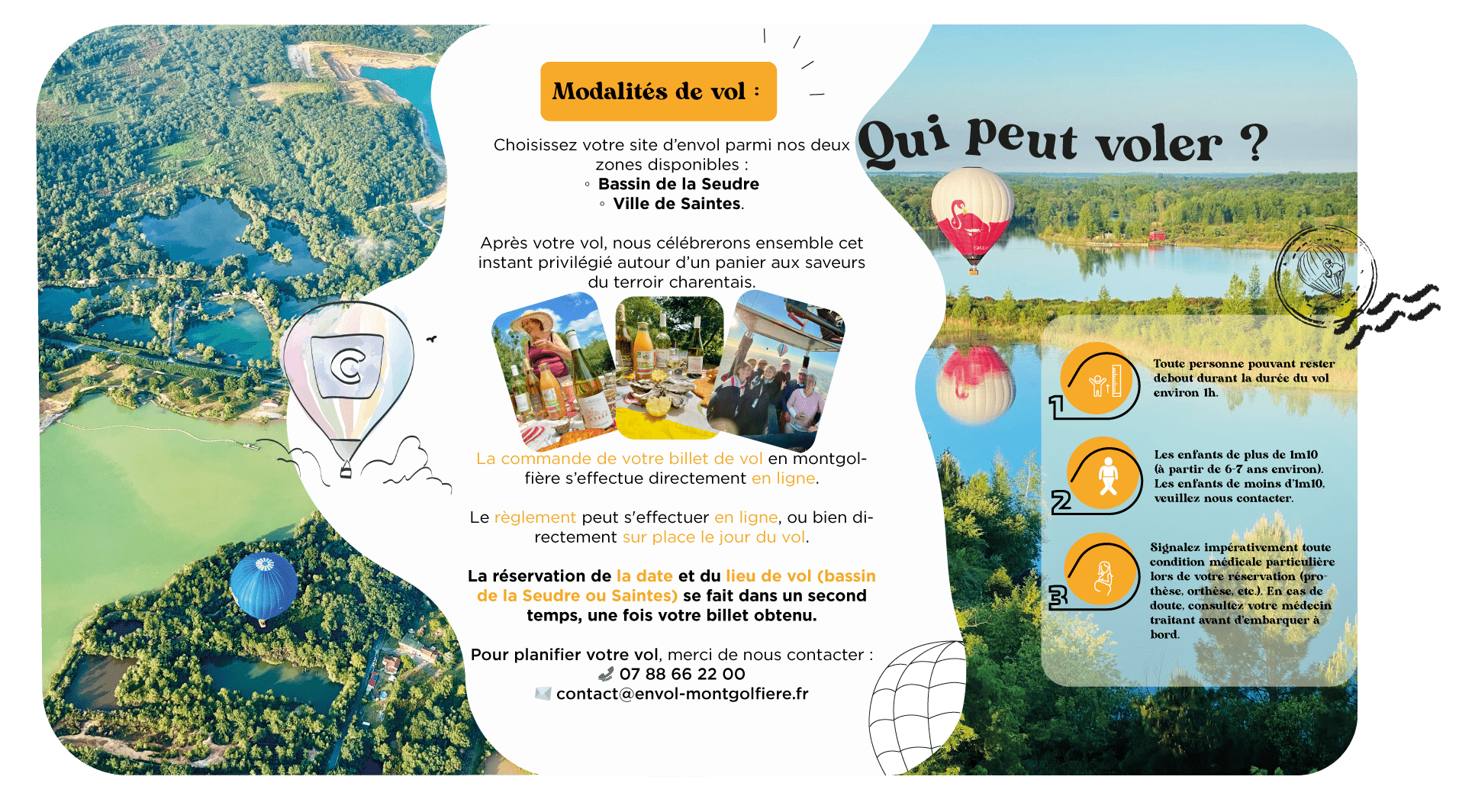 Les informations importantes pour réserver un vol avec Envol Montgolfière.